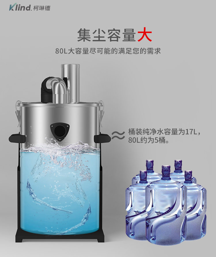 柯琳德电瓶工业吸尘器GS-1580桶容量